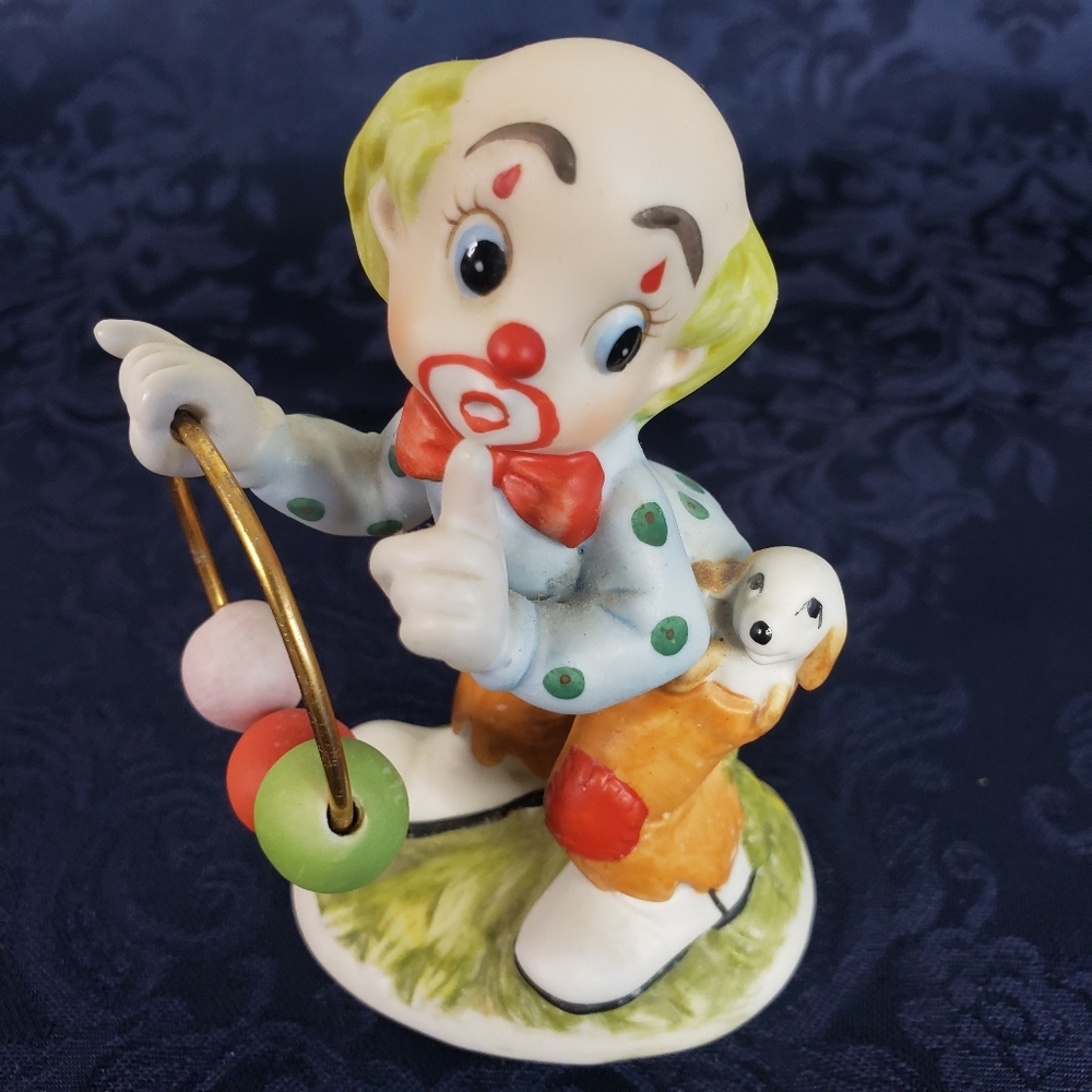 Lefton VTG China Hand Painted Clown Figurine #01881 Circus Ring Cake Topper